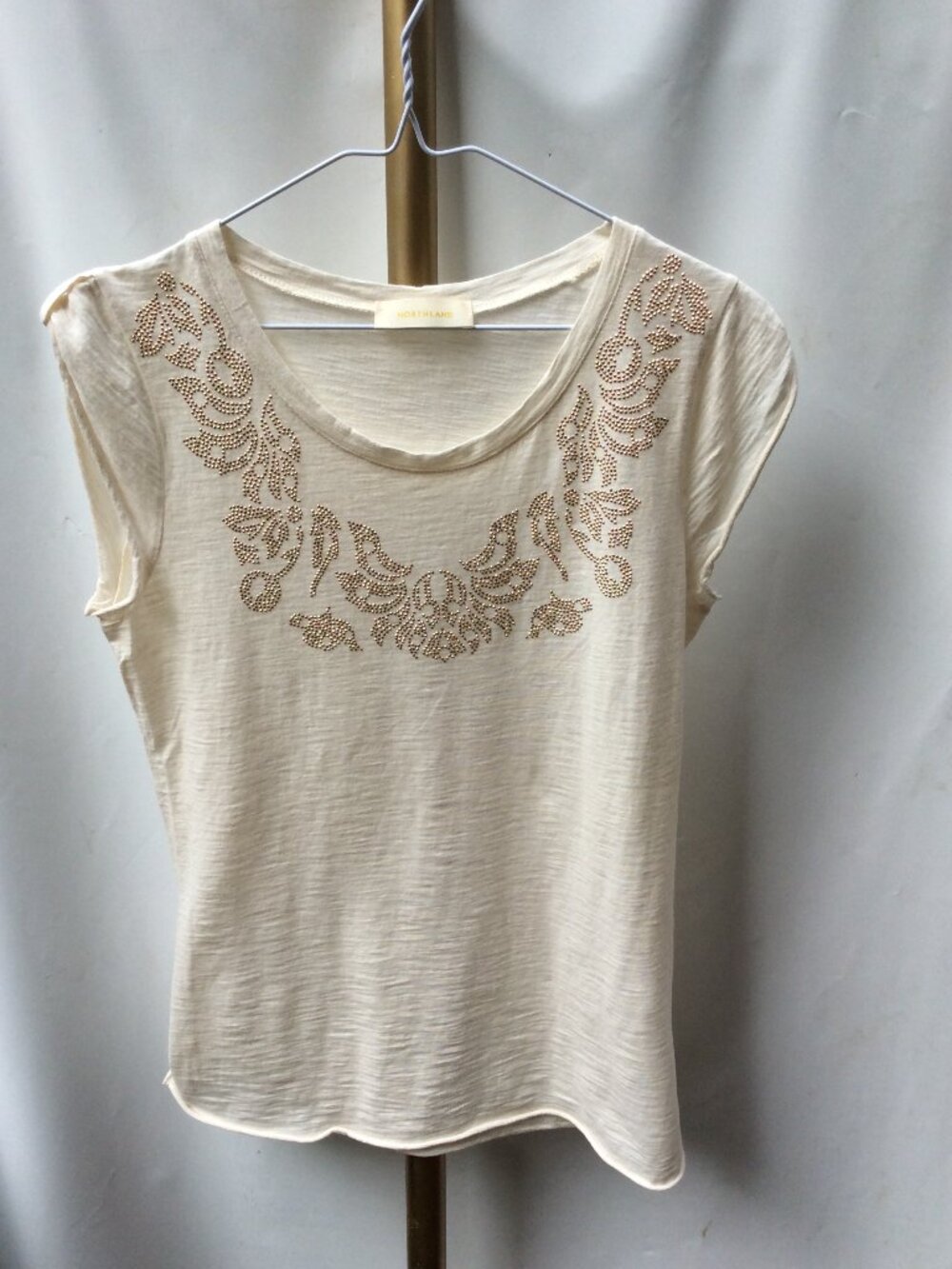 100% COTTON Made in Italy Northland Cream Summer Top Size M